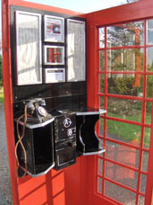 Telephone box interior with A/B Coinbox Unit installed