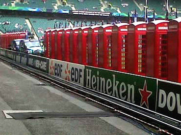 Phoney Boxes on the touchline at Twickers